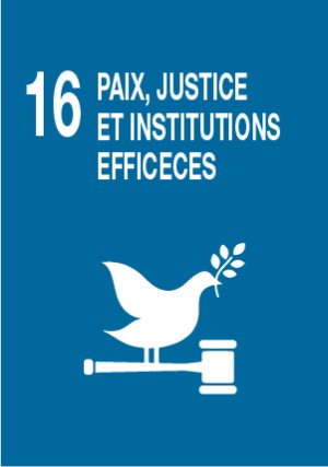 ODD 16 : Promouvoir l’avènement de sociétés pacifiques et inclusives aux fins du développement durable, assurer l’accès de tous à la justice et mettre en place, à tous les niveaux, des institutions efficaces, responsables et ouvertes à tous
